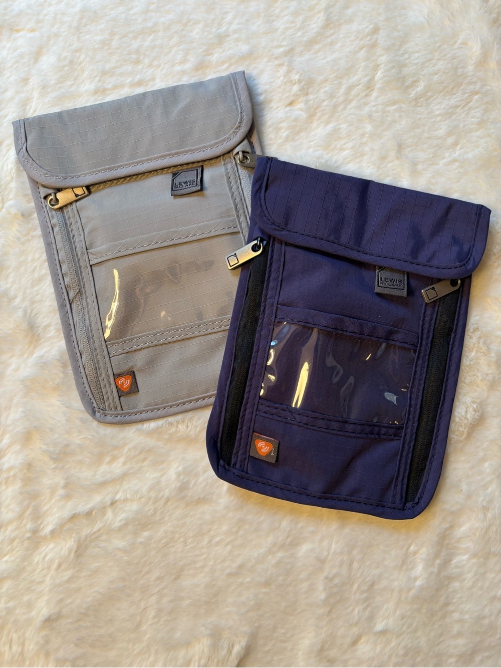 TWO Lewis N Clark RFID Blocking Stash Neck Wallets travel pouch passport holders